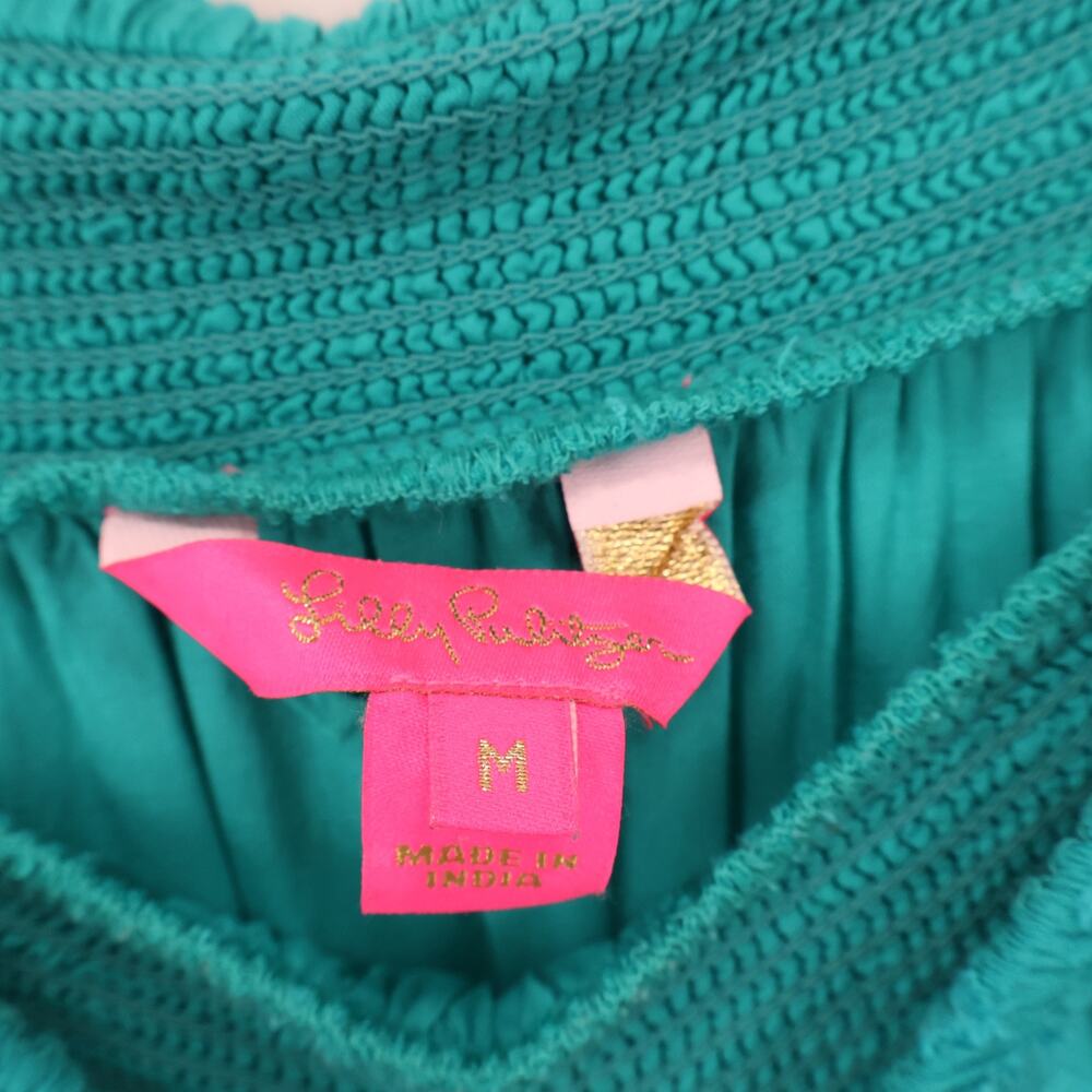 Lilly Pulitzer Off Shoulder Rochelle Dress Romper With Belt Water Lily Green M - Picture 4 of 6
